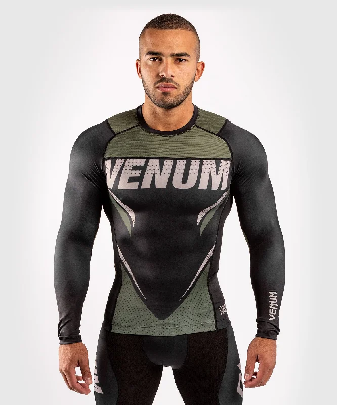 Men's short-sleeve cool true-gold tee-Venum ONE FC Impact Rashguard - long sleeves - Black/Khaki