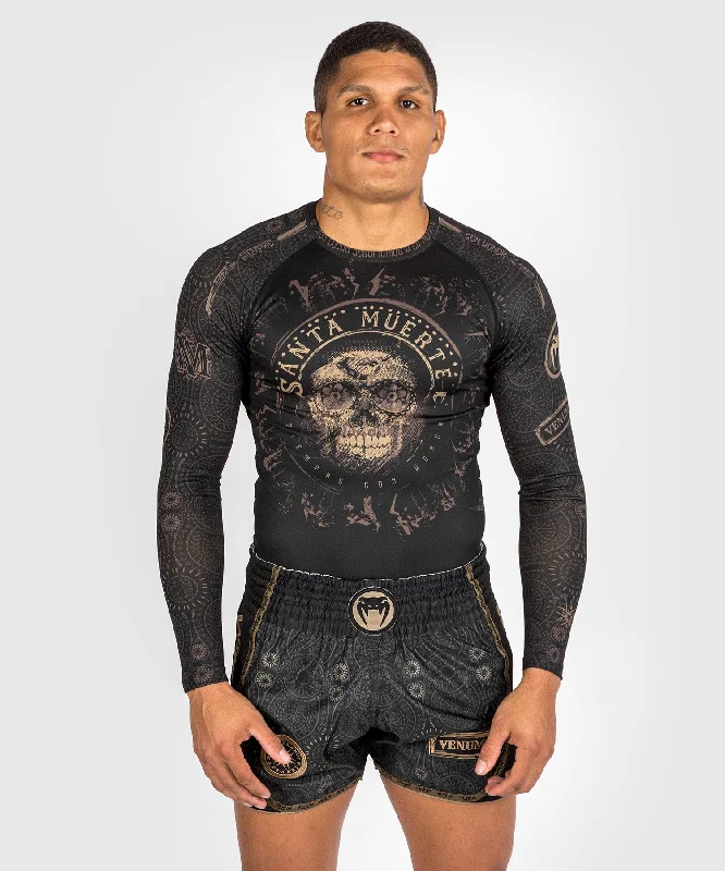 Men's short-sleeve durable odor-resistant tee-Venum Santa Muerte Dark Side - Rashguard Long Sleeves - Black/Brown