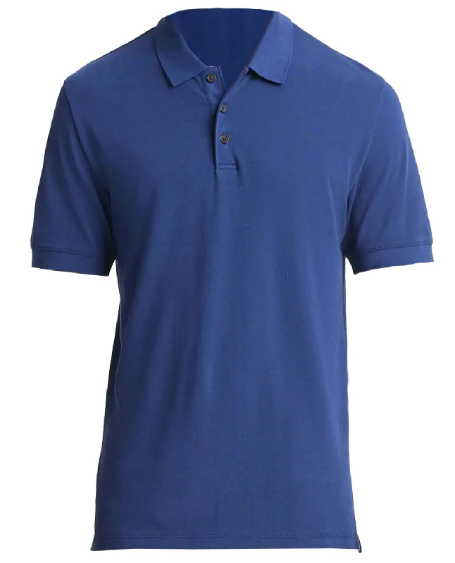 Men's short-sleeve fresh spearmint shirt-Vince Men's Royal Blue Solid Pique Cotton Short Sleeve Polo T-Shirt