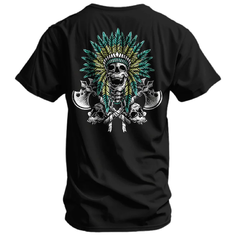 Men's short-sleeve soft plush-cotton top-Warrior Spirit Indian Head Men's T-Shirt