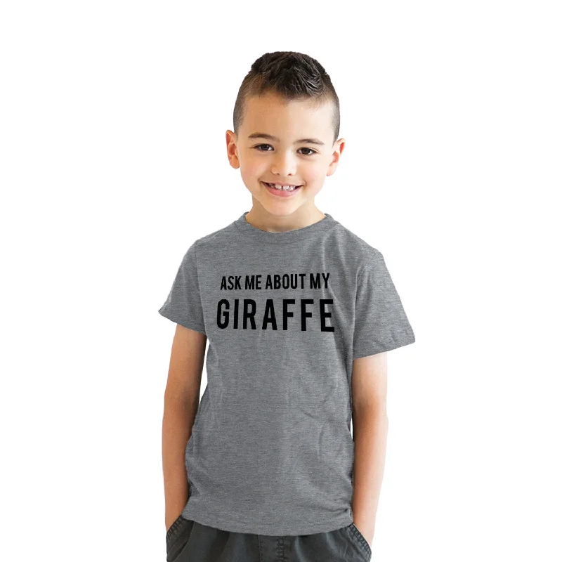 Men's short-sleeve soft airy-mesh top-Youth Ask Me About My Giraffe T Shirt Animal Zoo Flip Tee For Kids