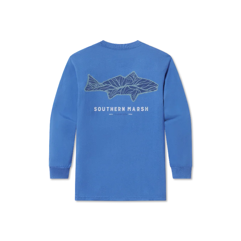 Men's short-sleeve bright slim-azure top-Youth Delta Fish Tee - Long Sleeve