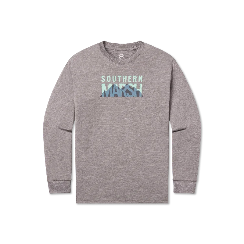 Men's short-sleeve sleek neutral-casual-bold-rich-after-hours shirt-Youth FieldTec™ Heathered Performance Tee - Marsh Mountains - Long Sleeve