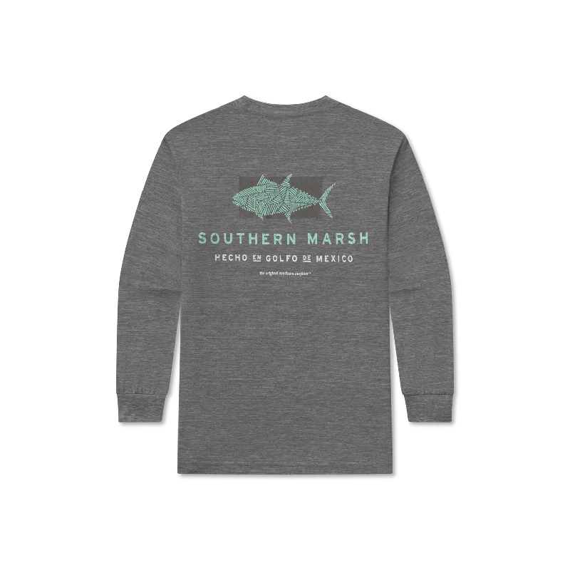 Men's short-sleeve rugged urban-warm-stylish-crisp-gray shirt-Youth FieldTec™ Heathered - Made in the Gulf - Tuna - Long Sleeve