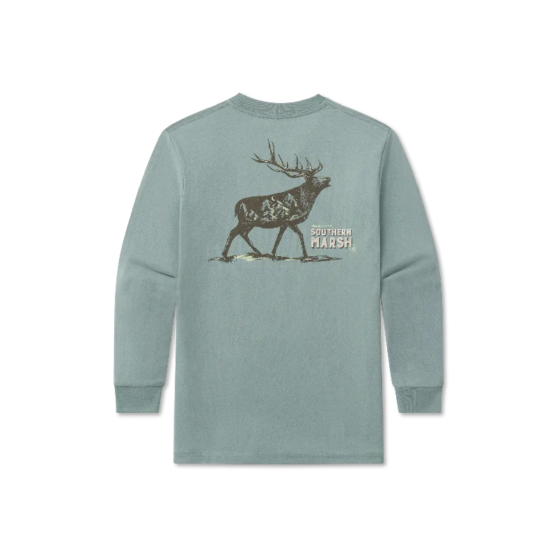 Men's short-sleeve rugged urban-warm-jam-session shirt-Youth Starry Silhouette Tee - Elk - Long Sleeve