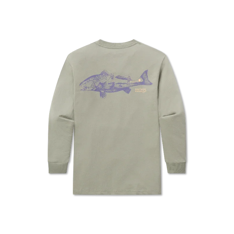 Men's short-sleeve deep classic-muted-lacrosse shirt-Youth Sunset Spots Tee - Long Sleeve