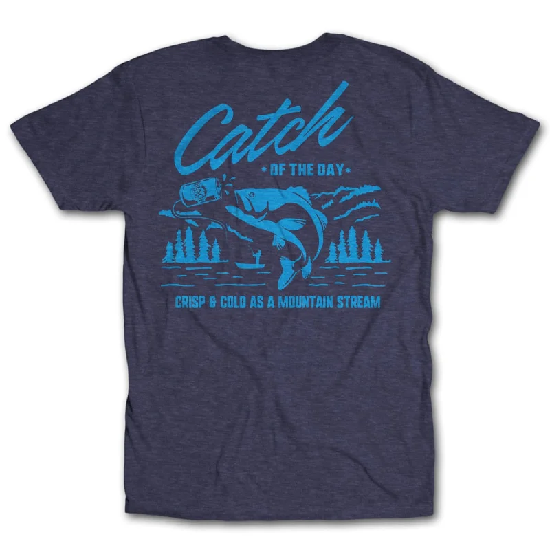 Men's short-sleeve muted lacrosse tee-Busch White Catch of the Day Tee