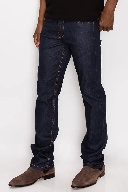 men's stretch office luster blue pants-Carpenter Stitch Raw Denim