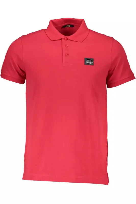 Men's short-sleeve muted fresh-modern-vibrant-tight-tan shirt-Cavalli Class Elegant  Cotton Polo with Chic Men's Detailing