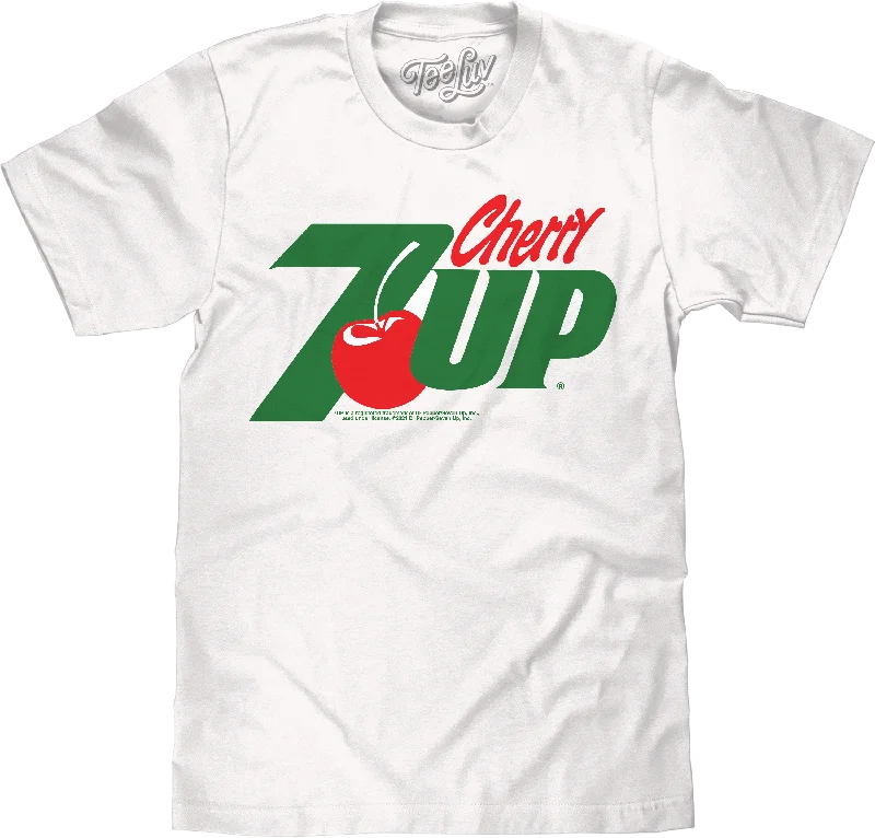 Men's short-sleeve fresh modern-vibrant-tropical-lean-green top-Cherry 7UP Soda T-Shirt - White