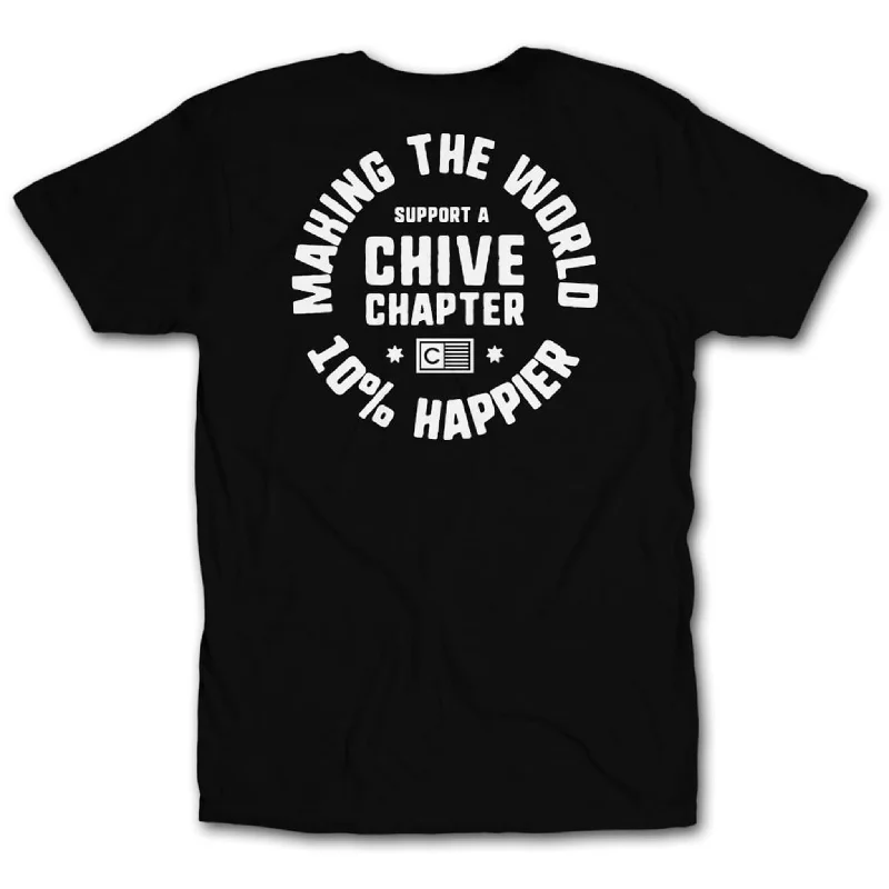 Men's short-sleeve neutral techno shirt-Chive Chapter 10% Happier White Tee