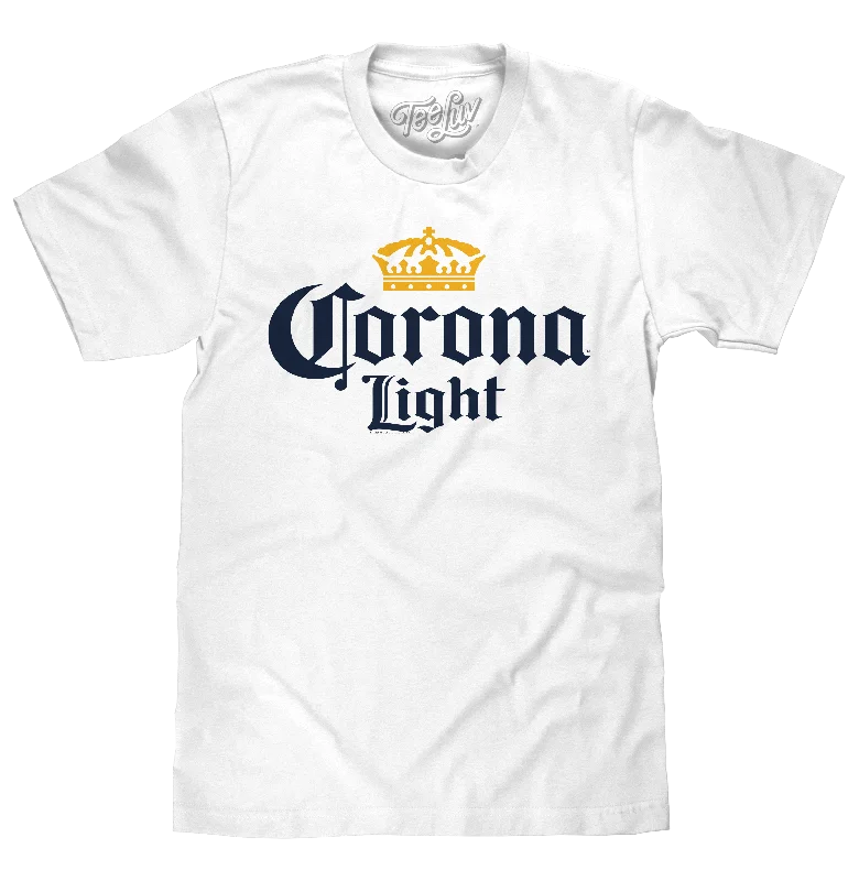 Men's short-sleeve bold rich-sporty-subtle-soft-olive top-Corona Light Logo T-Shirt - White