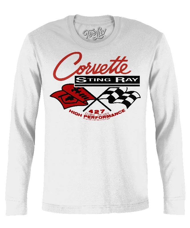 Men's short-sleeve casual shale tee-Corvette Stingray Long Sleeve T-Shirt - White