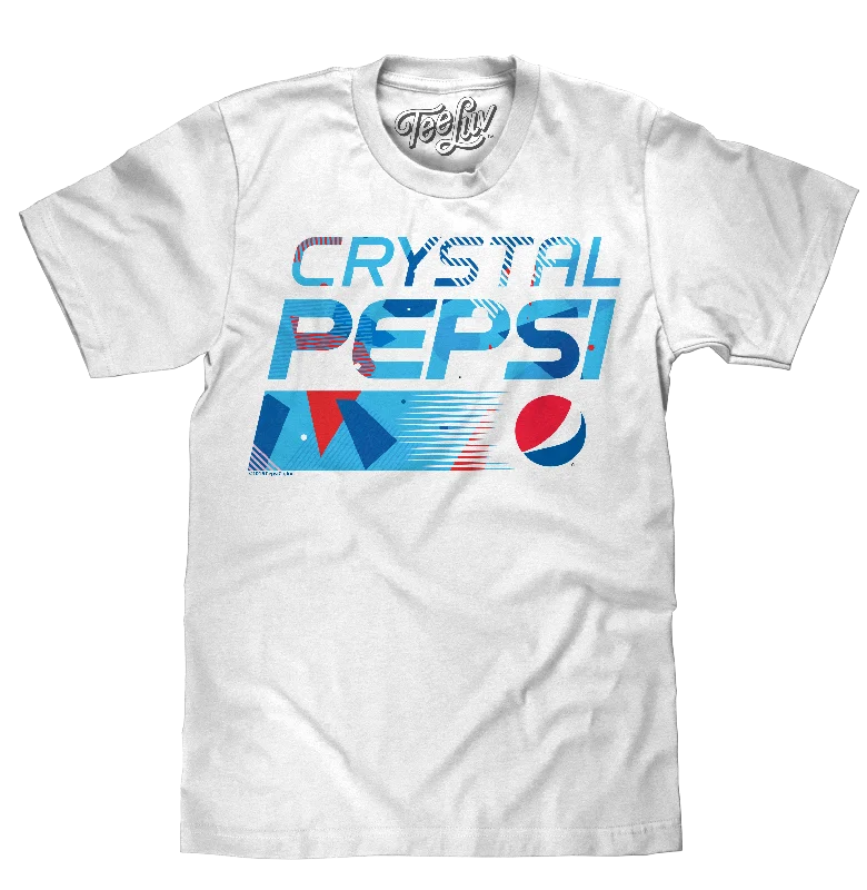 Men's short-sleeve tailored mosaic shirt-Crystal Pepsi Throwback Logo T-Shirt - White