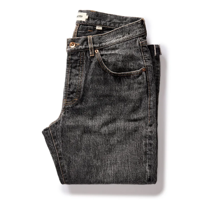 men's tailored party gloss blue pants-The Democratic Jean in Black 1-Year Wash Selvage Denim