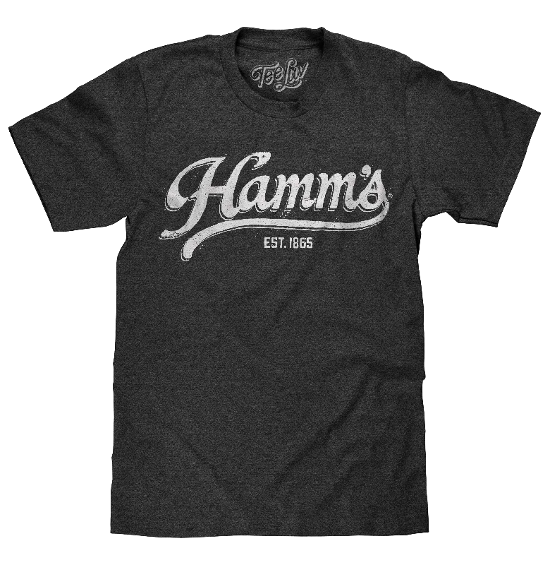 Men's short-sleeve neutral dune tee-Hamm's Established 1865 White Print T-Shirt - Gray