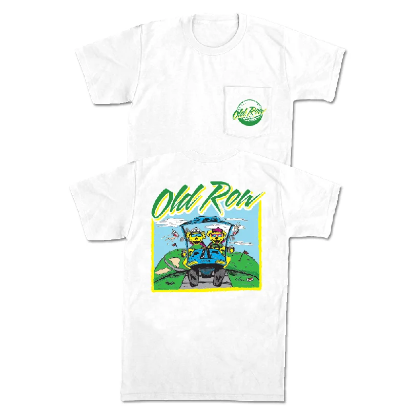 Men's short-sleeve bright deep-classic-warm-citron top-Hitting the Links Pocket Tee (White)