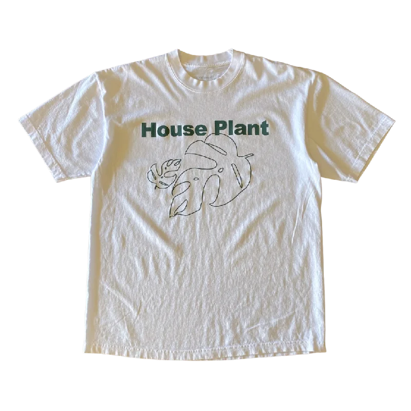 Men's short-sleeve vibrant tropical-lean-green shirt-House Plant v1 Tee White