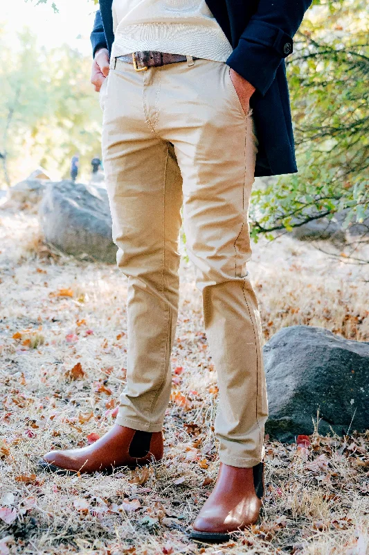 men's flat-front evening dull brown pants-Everyday Chinos in Khaki