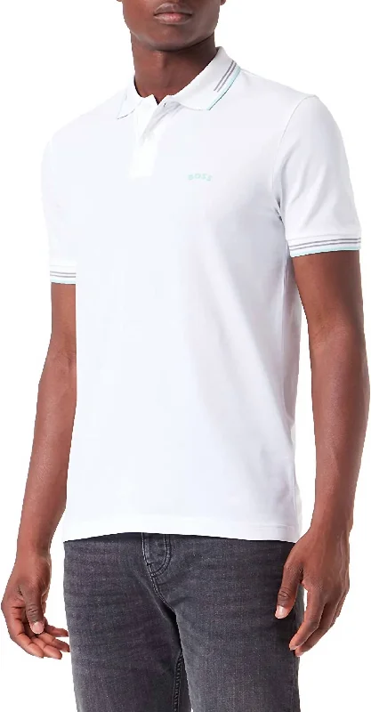 Men's short-sleeve bright pure-indigo tee-Leisure Jersey Paul Curved Polo In White