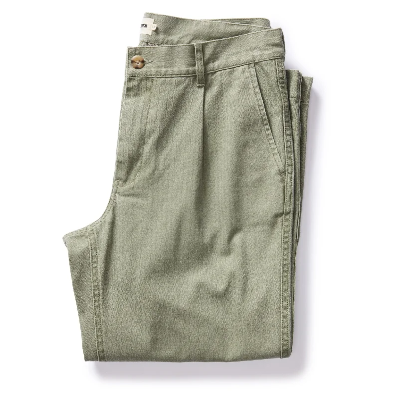 men's flat-front evening luster olive pants-The Matlow Pant in Dried Sage Pigment Herringbone