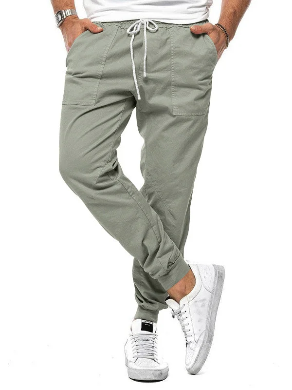 men's relaxed beach luster blue pants-Men's Drawstring Elastic Waist Casual Pants