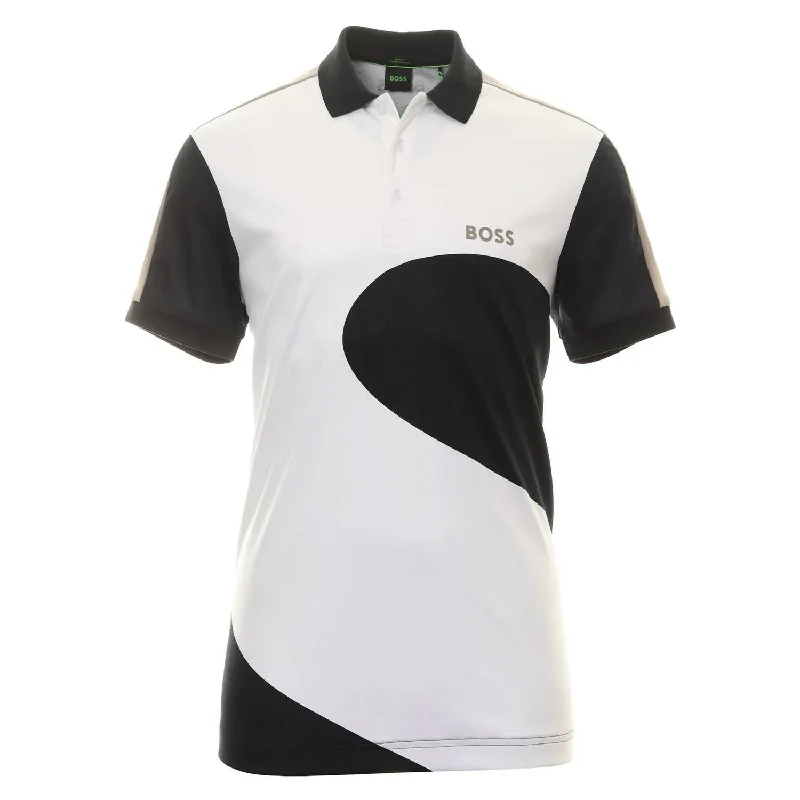 Men's short-sleeve stylish deep-burgundy tee-Men's Paddy 8 Geometric Print Short Sleeve Polo In White/black