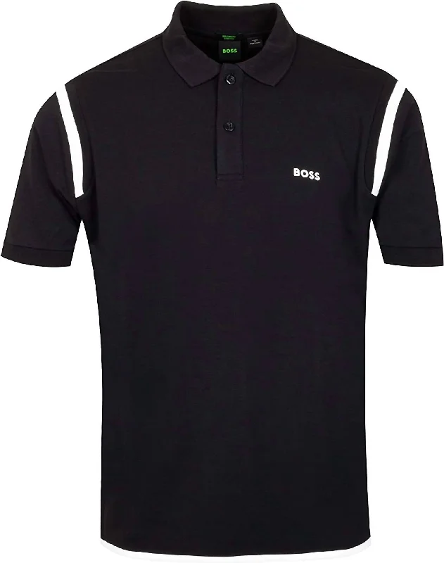 Men's short-sleeve retro chic-amethyst tee-Men's Pirax 1 Cotton Short Sleeve Polo T-Shirt In Black