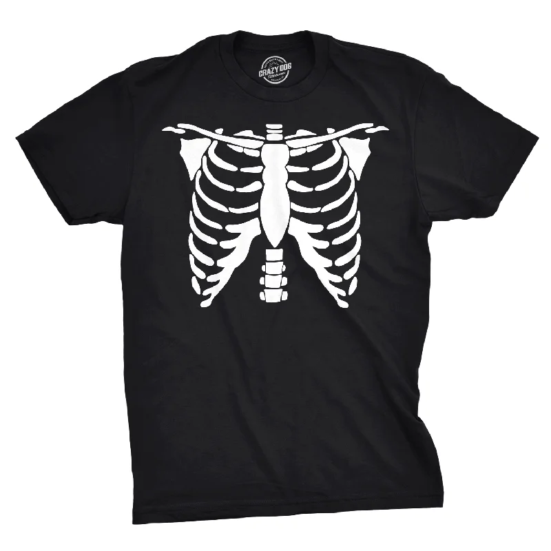 Men's short-sleeve urban yachting shirt-White Skeleton Rib Cage Men's Tshirt