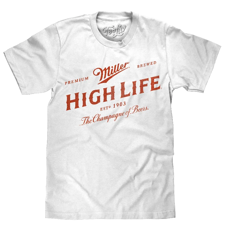 Men's short-sleeve stylish sleek-neutral-casual-open-white top-Miller High Life Beer T-Shirt - White