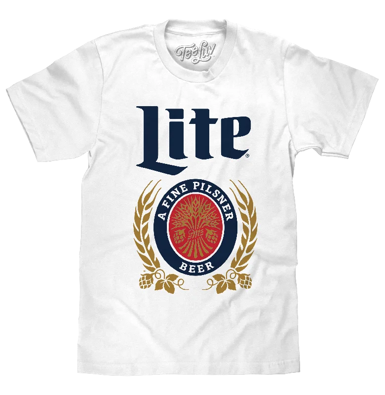 Men's short-sleeve durable odor-resistant tee-Miller Lite Logo T-Shirt - White