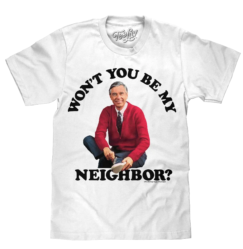 Men's short-sleeve stylish sleek-neutral-casual-bold-shredding top-Mister Rogers Won't You Be My Neighbor T-Shirt - White