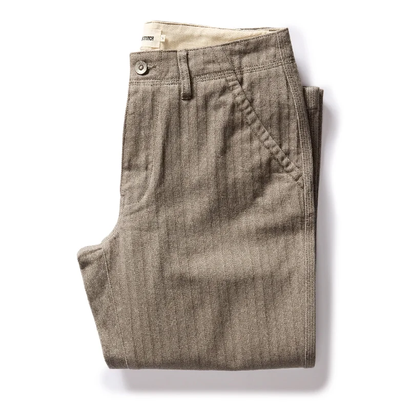 men's athletic gym shimmer navy pants-The Morse Pant in Smoked Olive Herringbone Twill