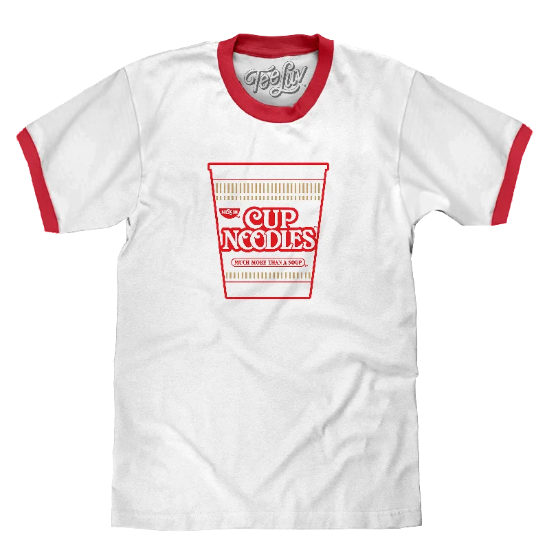 Men's short-sleeve rugged urban-warm-vivid-crimson top-Nissin Cup Noodles Ringer T-Shirt - White/Red