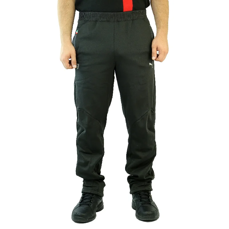 men's athletic gym gloss olive pants-Puma Ferrari Track Pants - Black - Mens