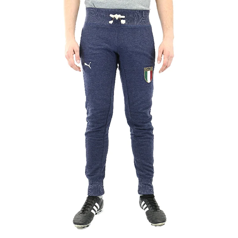 men's pleated travel sheen navy pants-Puma FIGC Italia Azzurri Cuffed Terry Sweat Pants - Pea Coat - Mens