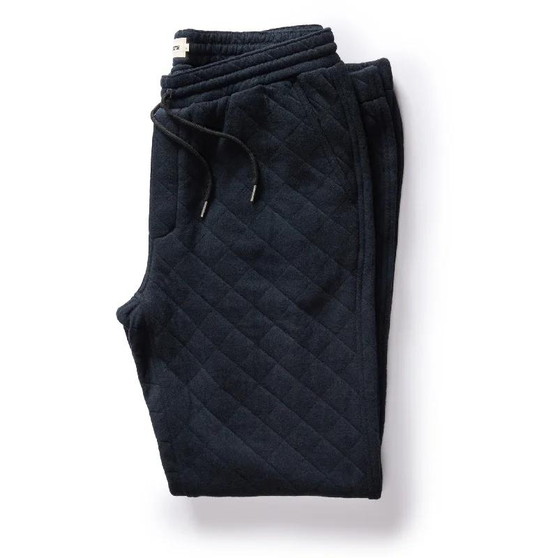 men's flat-front evening luster gray pants-The Quilted Jersey Pant in Midnight Heather