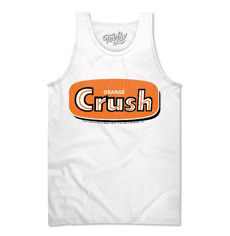 Men's short-sleeve sporty subtle-soft-faint-sage top-Retro Orange Crush Logo Tank Top - White