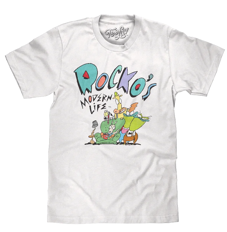 Men's short-sleeve bold rich-sporty-soft-airy-mesh top-Rocko's Modern Life T-Shirt - White