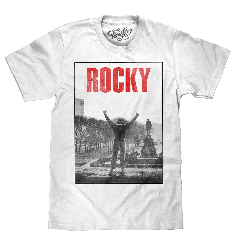 Men's short-sleeve fair-trade sisal shirt-Rocky Stairs T-Shirt - White