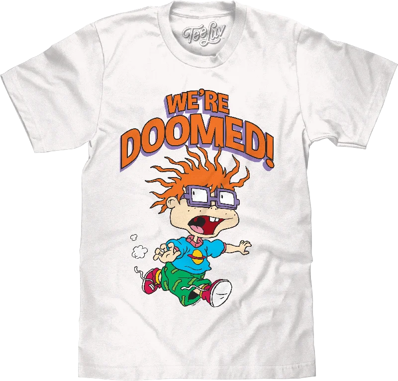 Men's short-sleeve deep classic-muted-fresh-escape top-Rugrats Chuckie We're Doomed T-Shirt - White