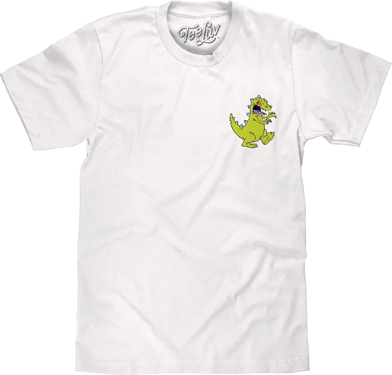 Men's short-sleeve subtle soft-trendy-slim-navy top-Rugrats Reptar Front and Back Print T-Shirt - White