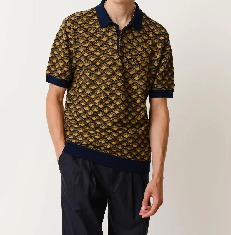 Men's short-sleeve warm jam-session tee-Sanza Polo In Sun Navy/caramel