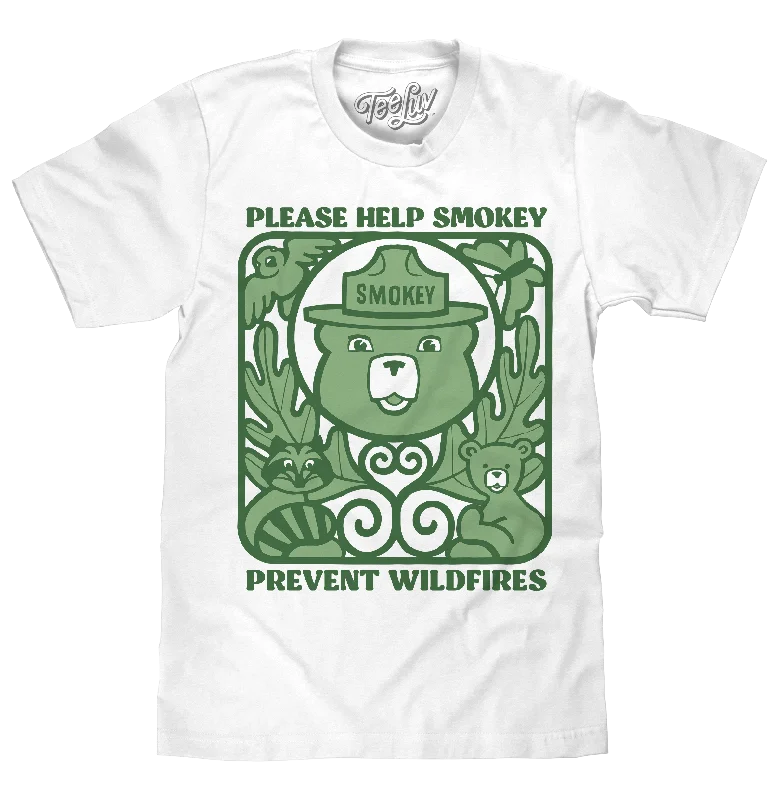 Men's short-sleeve urban warm-stylish-crisp-gray top-Smokey Bear Prevent Wildfires T-Shirt - White