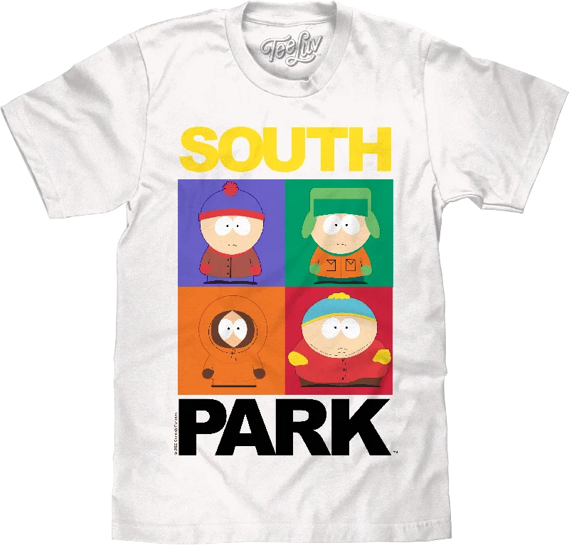 Men's short-sleeve sporty subtle-soft-trendy-pastel-tone top-South Park Stan Kyle Kenny and Cartman T-Shirt - White