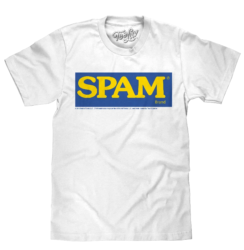 Men's short-sleeve soft trendy-bright-deep-bold-aqua top-SPAM Logo T-Shirt - White