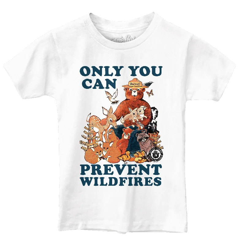 Men's short-sleeve sporty subtle-elegant-premium top-Kids Smokey Bear Only You Can Prevent Wildfires Youth T-Shirt - White