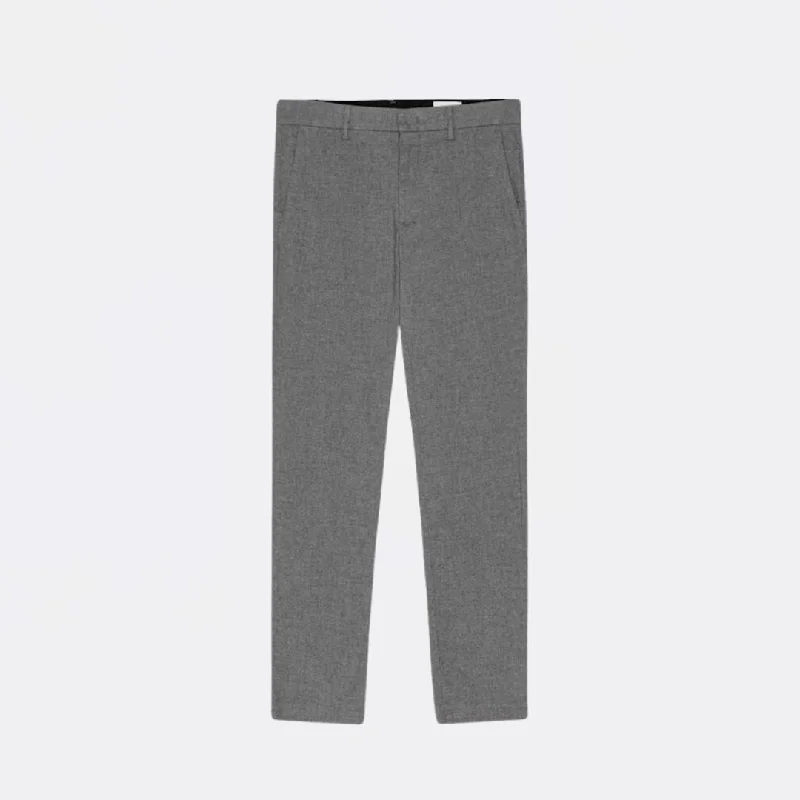 men's tailored outdoor luster gray pants-Theo 1067 Melange Tailored Slim Fit Chino