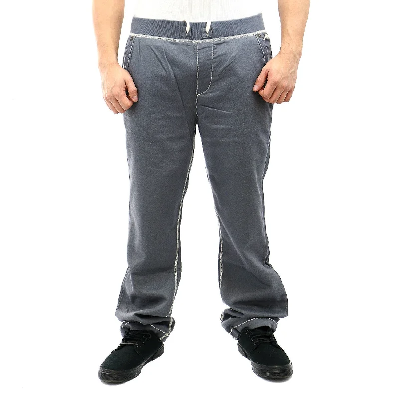 men's pleated travel matte black pants-True Religion Contrast Wide Leg Sweatpants - Pavement - Mens