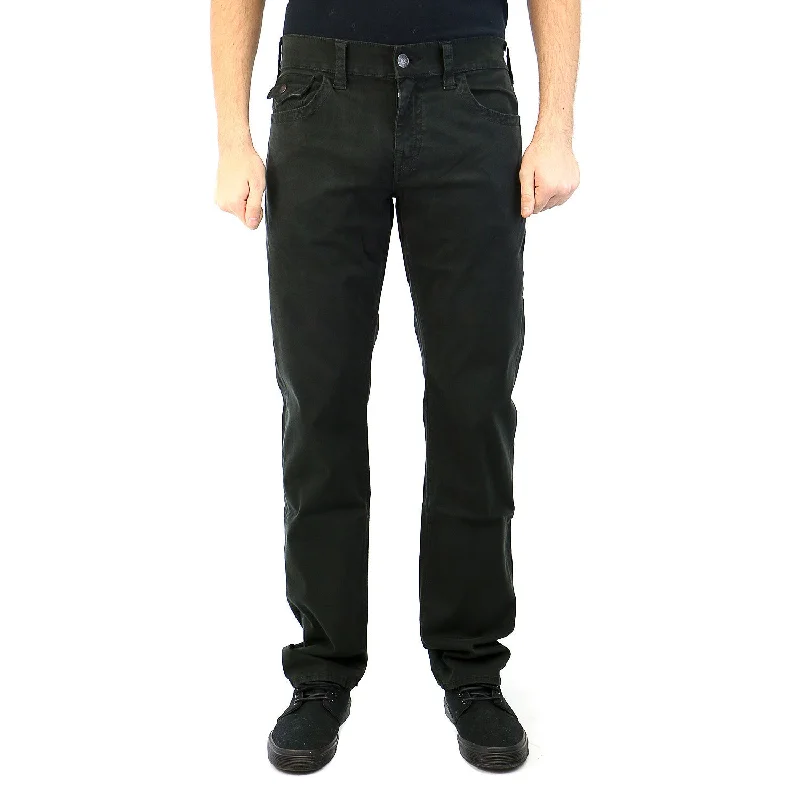 men's flat-front evening dull blue pants-True Religion Geno Flap Pocket Slim Straight Overdye Sateen Pant - Black - Mens